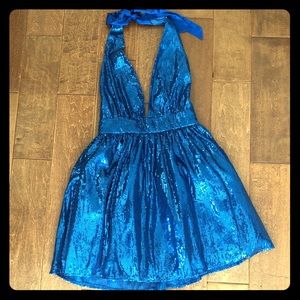 🦃Sequins blue halters dress low back night out